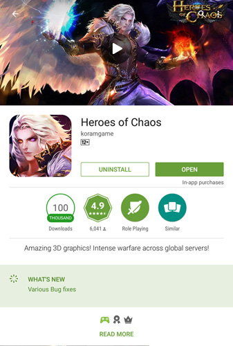 海外市场成绩亮眼《HeroesofChaos》获Google评分4.9分_游戏资讯-游民部落(gamecolg.com)