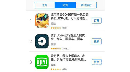 国人自制LBS定位游戏《城市精灵go》登顶苹果商店免费_游戏资讯-游民部落(gamecolg.com)
